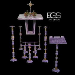 Capela Alumínio Lacada – Marmoreado Lilás com Ouro